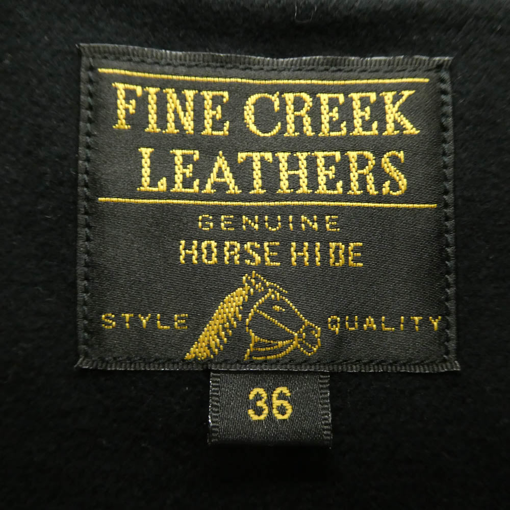 FINE CREEK LEATHERS ファインクリークレザー Nowk ノーク フルベジタブルタンニン鞣し レザー ダブルライダース ジャケット ブラック系 36【極上美品】【中古】