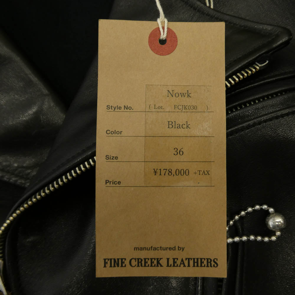 FINE CREEK LEATHERS ファインクリークレザー Nowk ノーク フルベジタブルタンニン鞣し レザー ダブルライダース ジャケット ブラック系 36【極上美品】【中古】