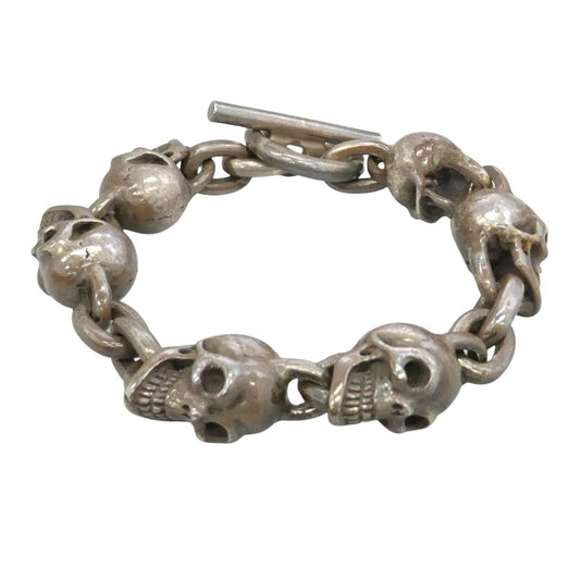 GABOR ガボール ギャランティ付属 マリア Six Master Skull Links Bracelet 6マスタースカルリンク 円筒Tバー ブレスレット シルバー系【中古】