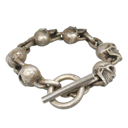 GABOR ガボール ギャランティ付属 マリア Six Master Skull Links Bracelet 6マスタースカルリンク 円筒Tバー ブレスレット シルバー系【中古】