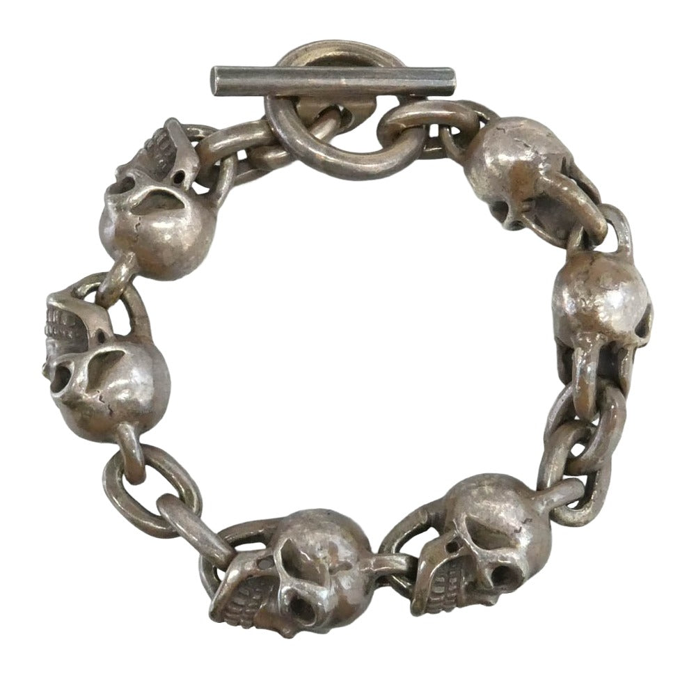 GABOR ガボール ギャランティ付属 マリア Six Master Skull Links Bracelet 6マスタースカルリンク 円筒Tバー ブレスレット シルバー系【中古】