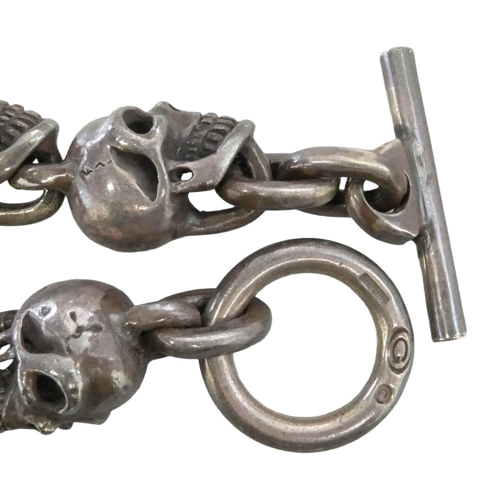 GABOR ガボール ギャランティ付属 マリア Six Master Skull Links Bracelet 6マスタースカルリンク 円筒Tバー ブレスレット シルバー系【中古】