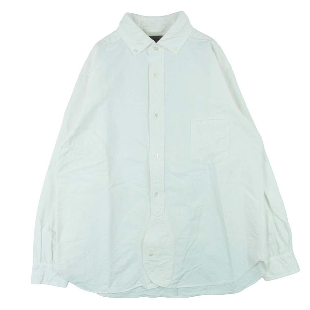 Nigel Cabourn ナイジェルケーボン 8050-00-10005 BRITISH OFFICERS SHIRT TYPE-2 OX ブリティッシュ オフィサーズ オックスフォード BD ボタンダウン 長袖 シャツ ホワイト系 アイボリー系 46【美品】【中古】