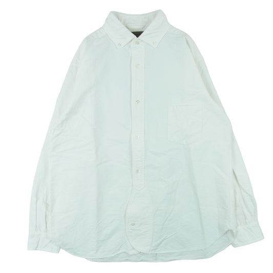 Nigel Cabourn ナイジェルケーボン 8050-00-10005 BRITISH OFFICERS SHIRT TYPE-2 OX ブリティッシュ オフィサーズ オックスフォード BD ボタンダウン 長袖 シャツ ホワイト系 アイボリー系 46【美品】【中古】