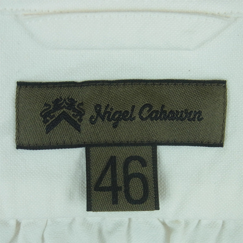 Nigel Cabourn ナイジェルケーボン 8050-00-10005 BRITISH OFFICERS SHIRT TYPE-2 OX ブリティッシュ オフィサーズ オックスフォード BD ボタンダウン 長袖 シャツ ホワイト系 アイボリー系 46【美品】【中古】