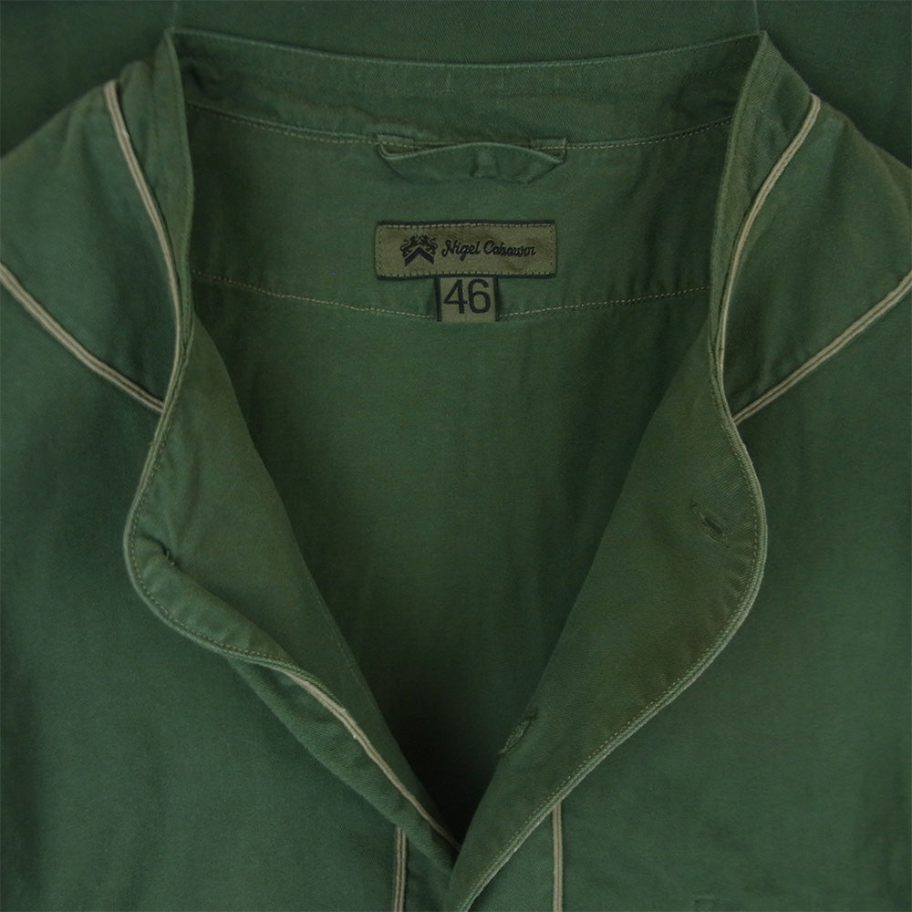 Nigel Cabourn ナイジェルケーボン 8044-00-11003 BASEBALL SHIRT ベースボール 半袖 シャツ グリーン系 46【中古】