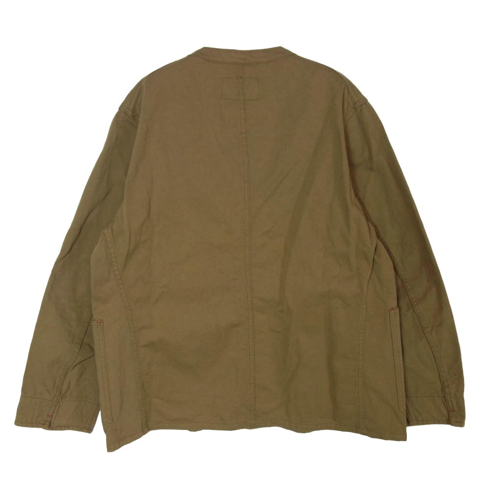 Nigel Cabourn ナイジェルケーボン CC22 MECHANIC JACKET ノーカラー ワーク メカニック ジャケット カーキ系 46【中古】