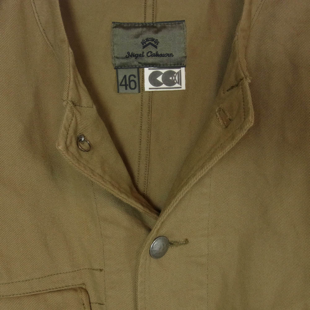 Nigel Cabourn ナイジェルケーボン CC22 MECHANIC JACKET ノーカラー ワーク メカニック ジャケット カーキ系 46【中古】