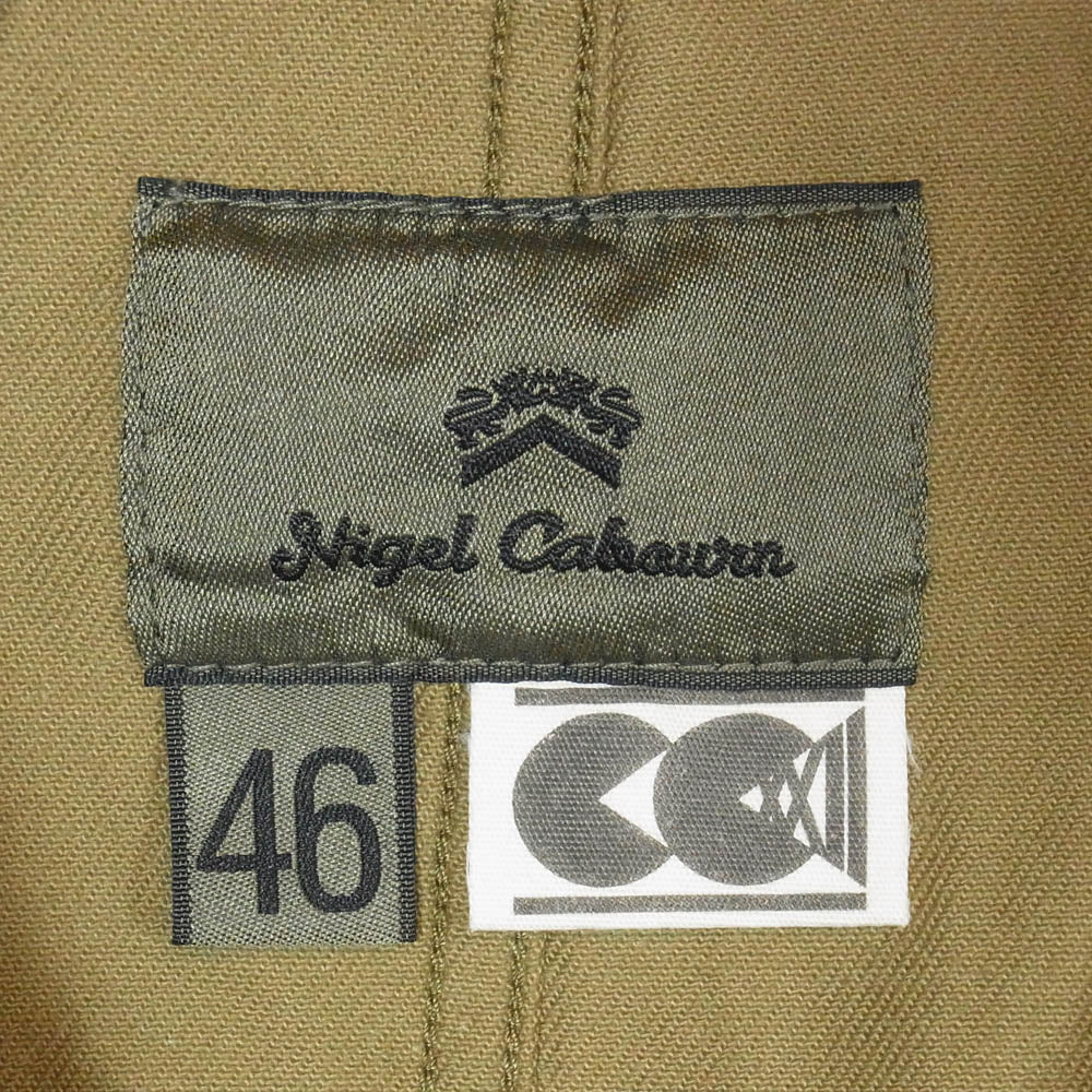 Nigel Cabourn ナイジェルケーボン CC22 MECHANIC JACKET ノーカラー ワーク メカニック ジャケット カーキ系 46【中古】