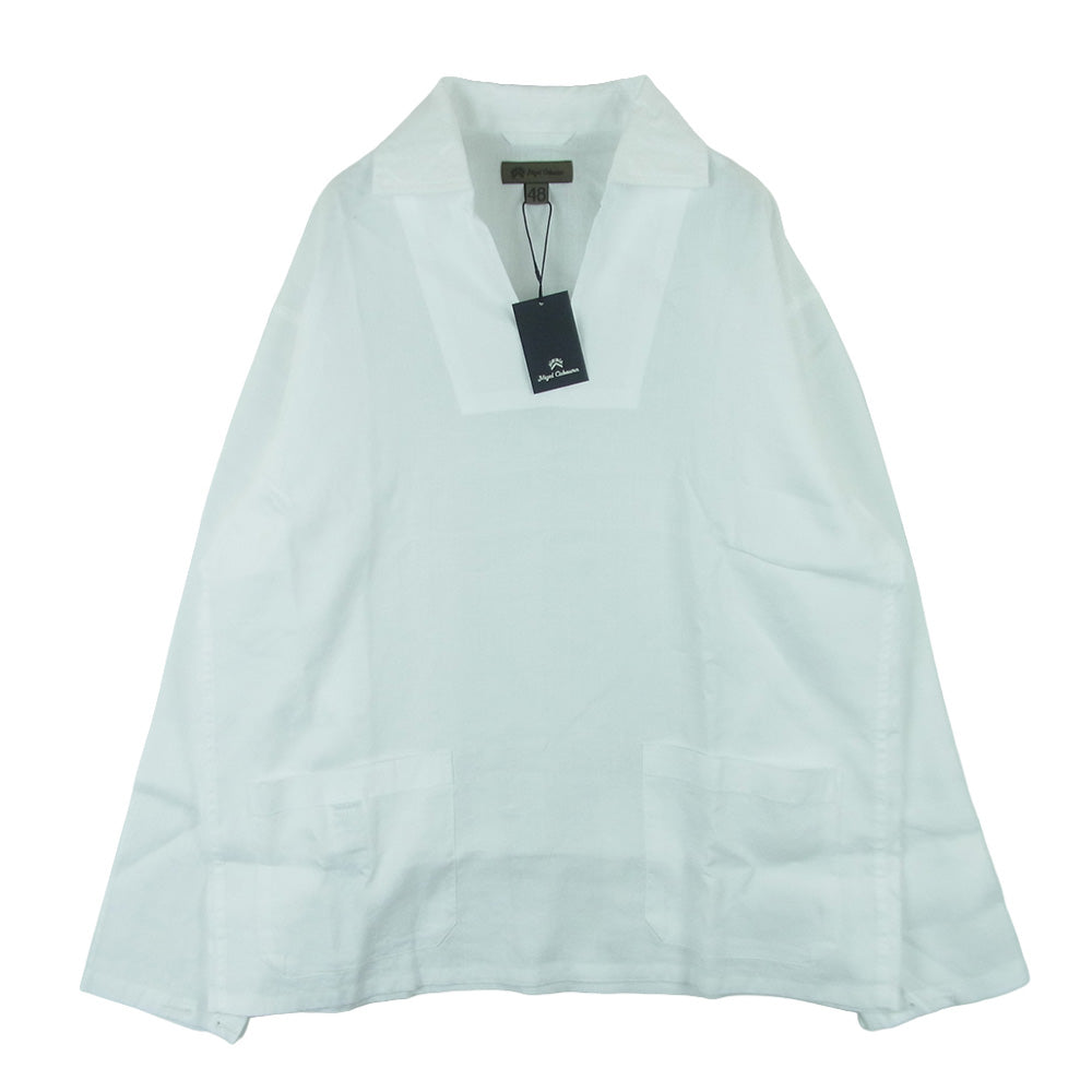 Nigel Cabourn ナイジェルケーボン 8052-00-10011 FRENCH PULLOVER SHIRT HEMP フレンチプルオーバー 長袖 シャツ ヘンプ ホワイト系 48【新古品】【未使用】【中古】