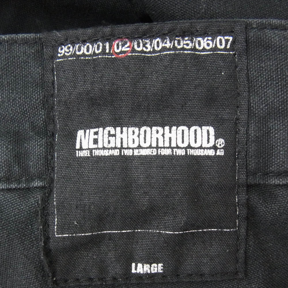 NEIGHBORHOOD ネイバーフッド DCNH-PT-19 02年製 コットン 無地 日本製 カーゴ パンツ ブラック系 L【中古】
