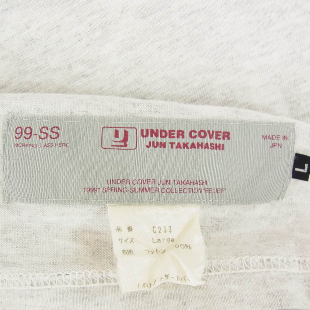 UNDERCOVER アンダーカバー 99SS C233 RELIEF期 HITCHCOCK アーカイブ ヒッチコック 半袖 Tシャツ グレー系 L【中古】