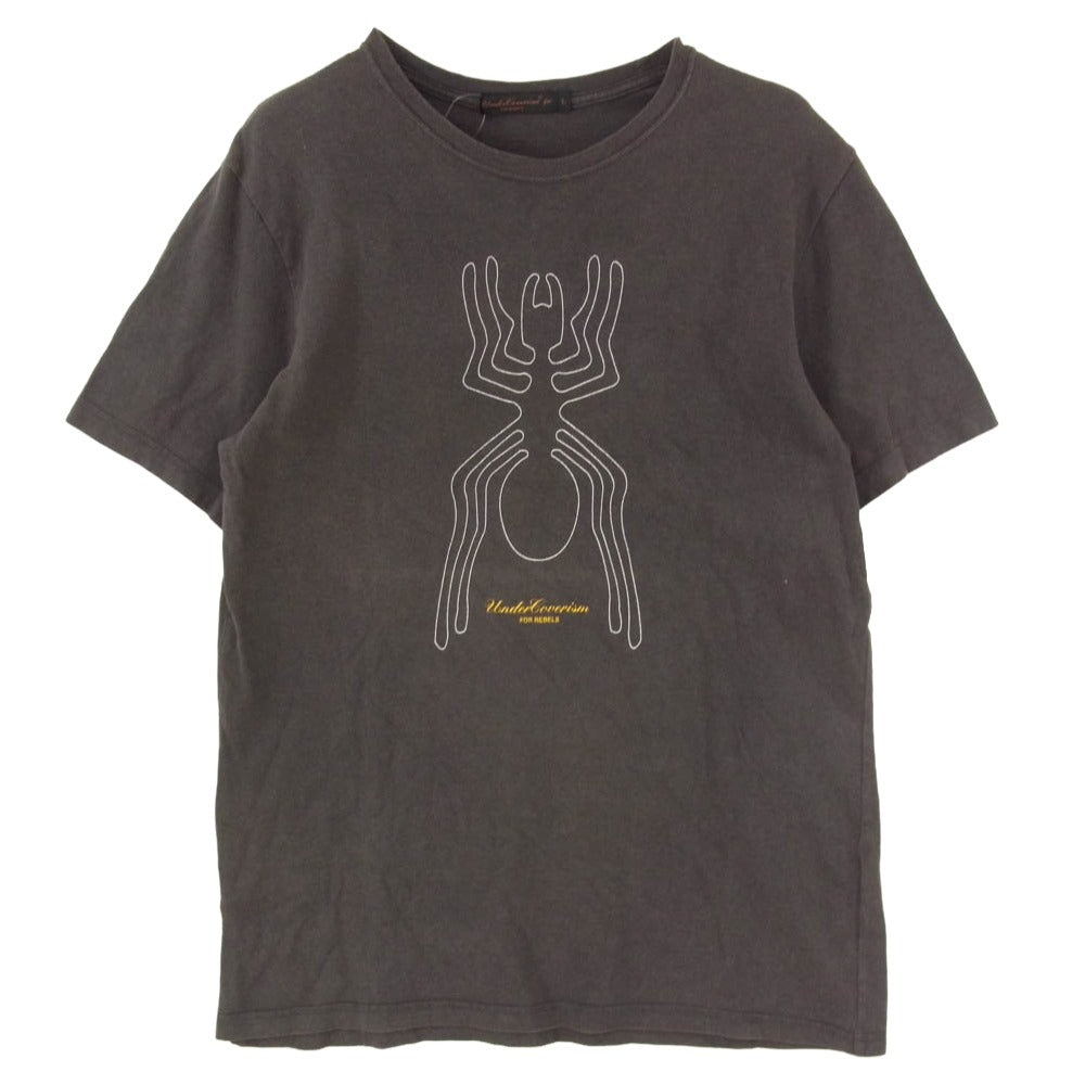 UNDERCOVER アンダーカバー FRAGMENT DESIGN フラグメントデザイン × FRAGMENT アーカイブ ナスカ 地上絵 プリント クルーネック Tシャツ グレー系 L【中古】