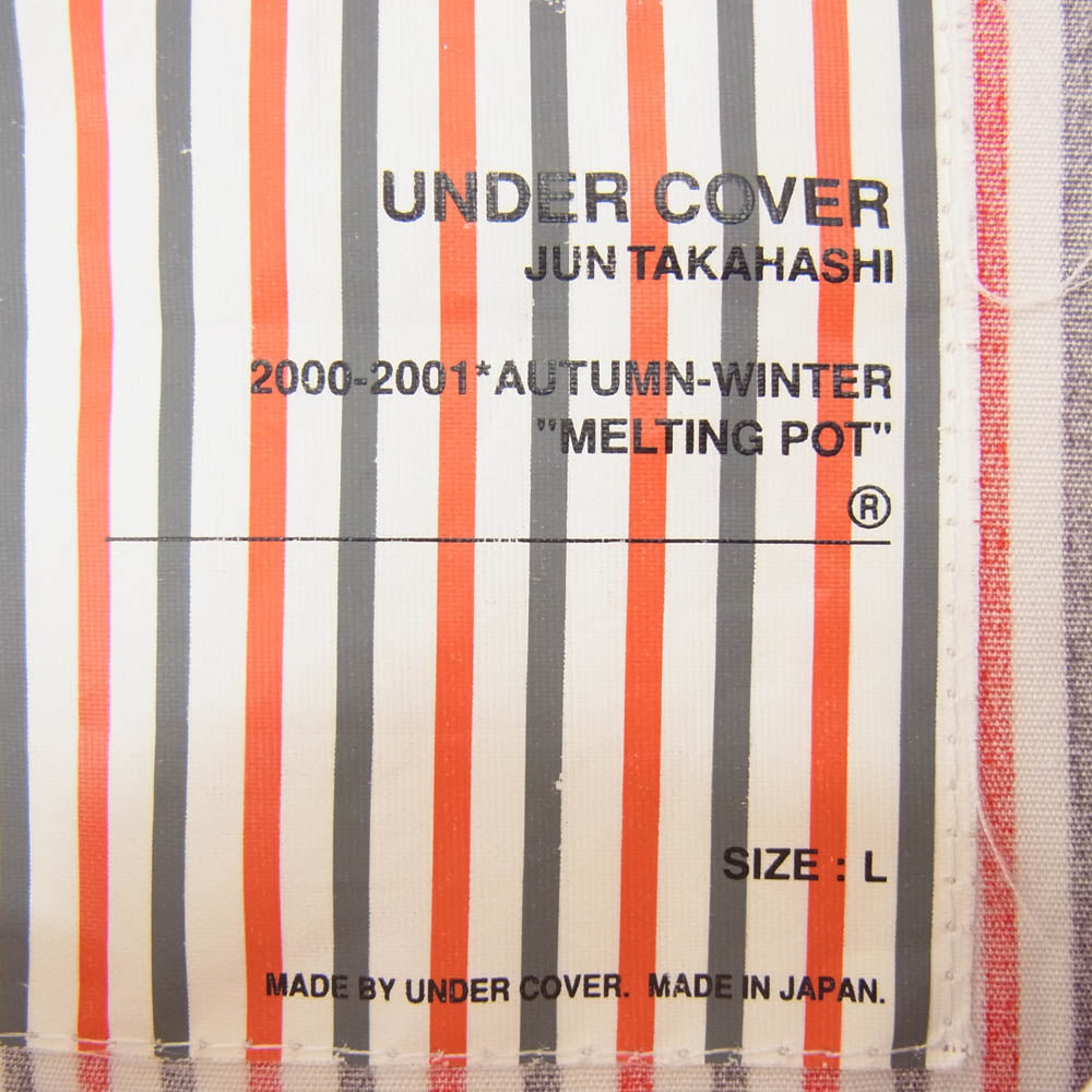 UNDERCOVER アンダーカバー 00AW D205 MELTING POT メルティングポット期 袖切替 長袖 ストライプ シャツ レッド系 L【中古】