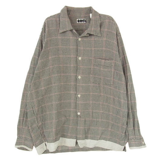 GOODENOUGH グッドイナフ FINESSE フィネス 90s 初期タグ フランネル チェック オープンカラー 長袖 シャツ ブラック系 L【中古】