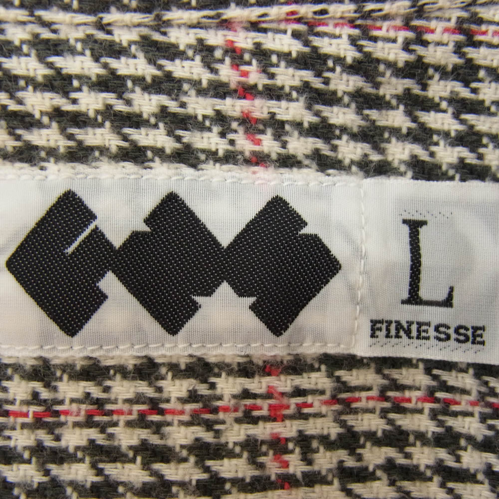 GOODENOUGH グッドイナフ FINESSE フィネス 90s 初期タグ フランネル チェック オープンカラー 長袖 シャツ ブラック系 L【中古】