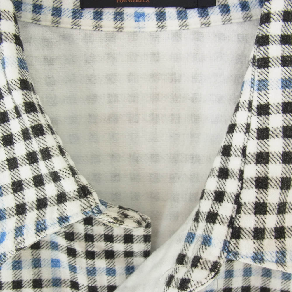 UNDERCOVER アンダーカバー FRAGMENT DESIGN フラグメントデザイン 03SS V804 SCAB期 スキャブ期 アーカイブ クラッシュ加工 長袖 チェック ネルシャツ ブラック系 L【中古】