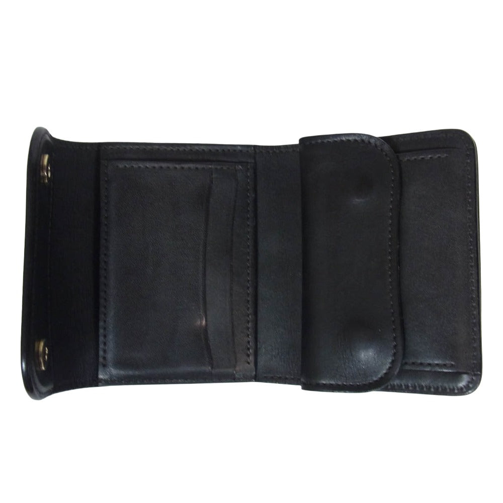 WILDSWANS ワイルドスワンズ ENO イーノ サドルプルアップ レザー 三つ折り コンパクト ウォレット 財布 ブラック系【中古】