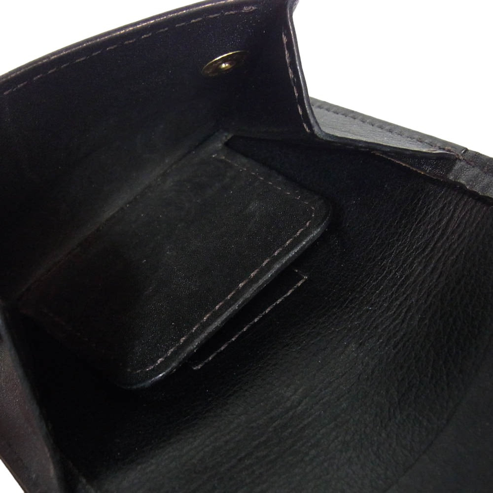 WILDSWANS ワイルドスワンズ ENO イーノ サドルプルアップ レザー 三つ折り コンパクト ウォレット 財布 ブラック系【中古】