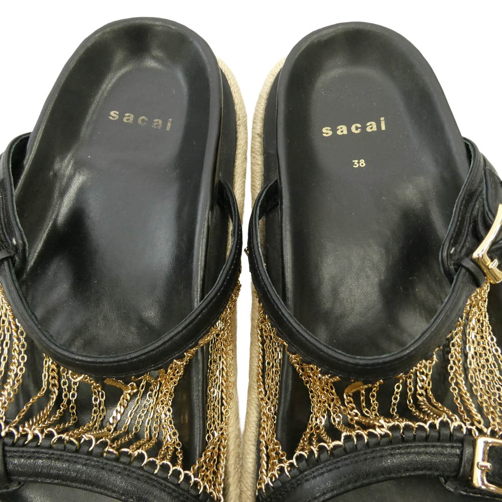 Sacai サカイ 24SS Chain Slide チェーン スライド サンダル ブラック系 38【中古】