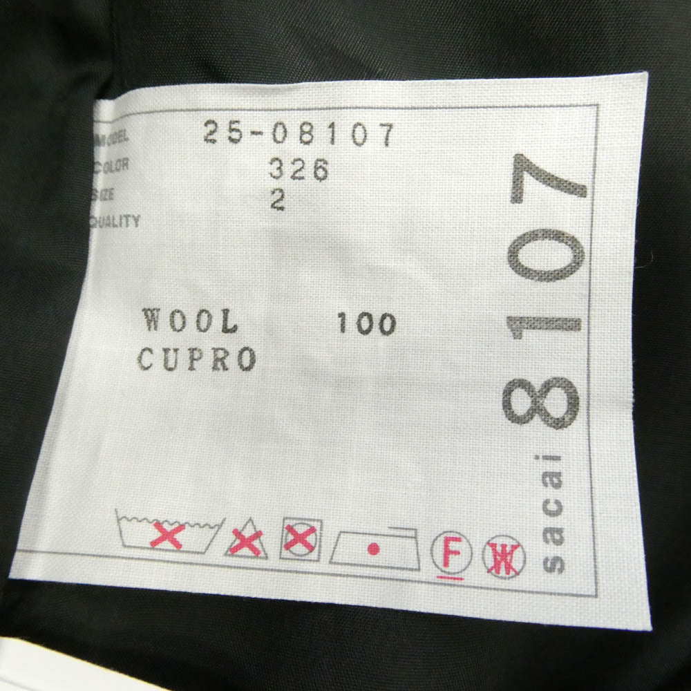 Sacai サカイ 25SS 25-08107 Cargo Suiting Pants カーゴ ス―チング スーツ ベルテッド パンツ グレー系 2【中古】