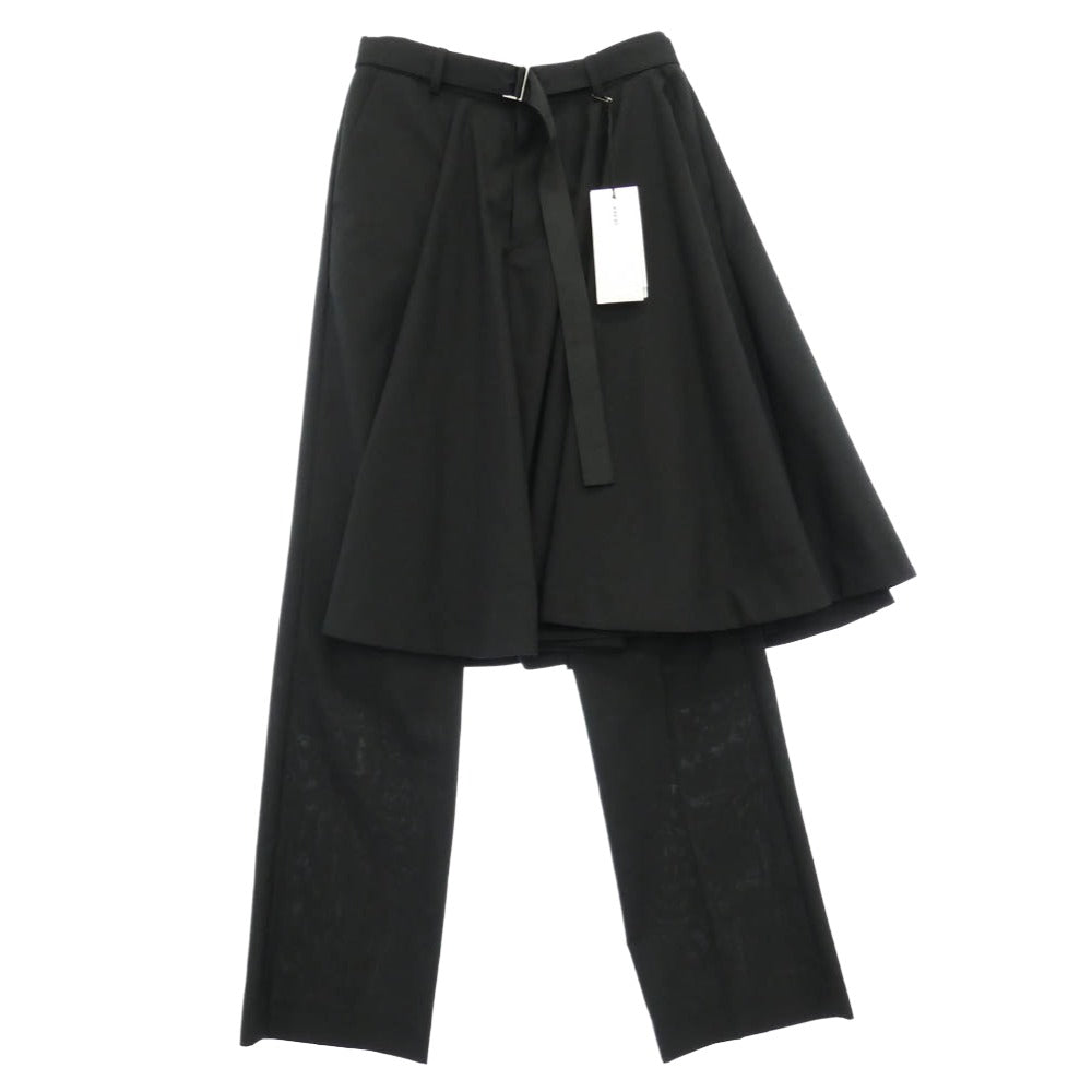 Sacai サカイ 26AW 26-08692 Suiting Pants スカートドッキング レイヤード ス―チング パンツ スラックスパンツ ブラック系 2【極上美品】【中古】