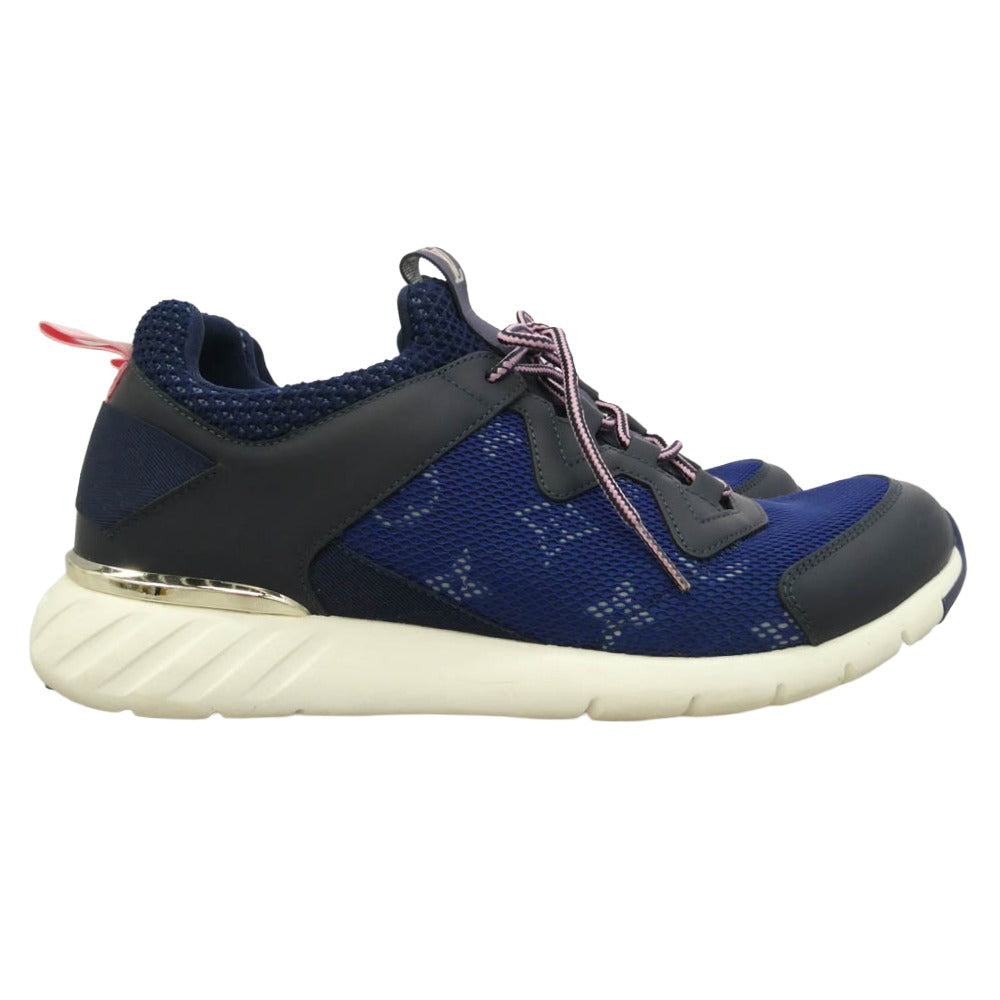 LOUIS VUITTON ルイ・ヴィトン アフターゲーム・ライン モノグラム メッシュ レザー ローカット スニーカー ネイビー系 ピンク系 37.5【中古】