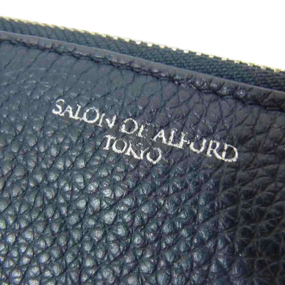 サロンドアルファード ルクーチェ L字ファスナ－ コンパクト ウォレット 財布 ネイビー系【中古】