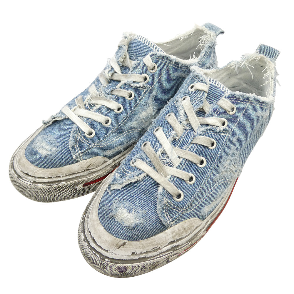 DIESEL ディーゼル Y02882 S ATHOS LOW USED加工 エス アトス デニム ローカット スニーカー インディゴブルー系 26.5cm【中古】