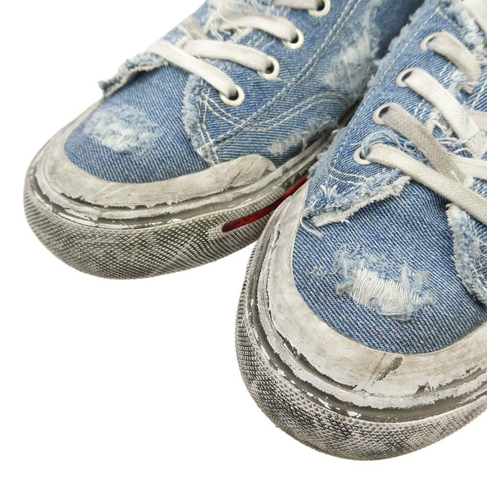 DIESEL ディーゼル Y02882 S ATHOS LOW USED加工 エス アトス デニム ローカット スニーカー インディゴブルー系 26.5cm【中古】