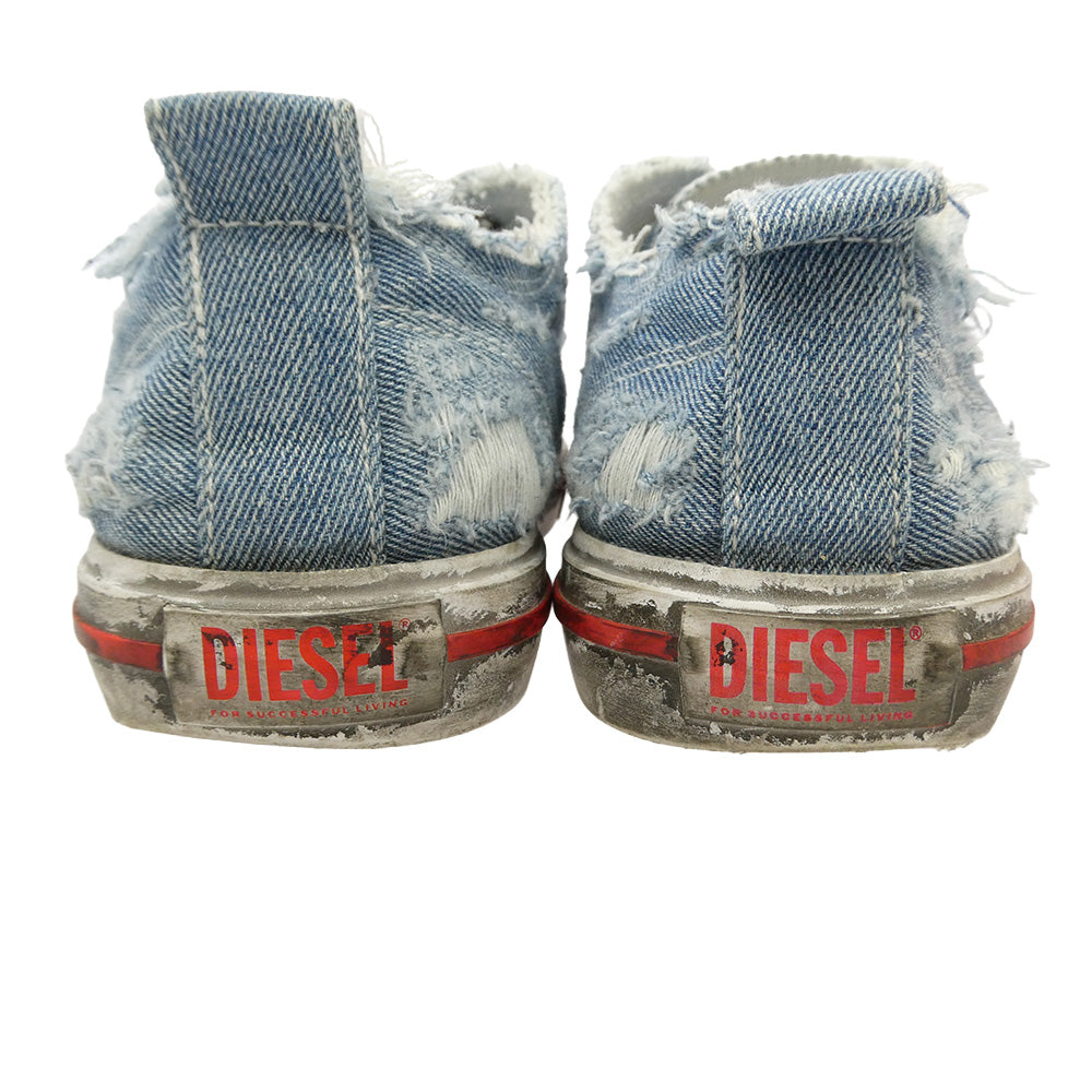 DIESEL ディーゼル Y02882 S ATHOS LOW USED加工 エス アトス デニム ローカット スニーカー インディゴブルー系 26.5cm【中古】