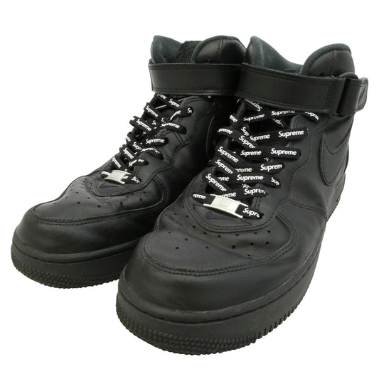 Supreme シュプリーム NIKE ナイキ 24AW FZ8784-001 × Nike Air Force 1 Mid Black ナイキ エアフォース1 ミッド ブラック ミドルカット スニーカー ブラック系 27cm【中古】
