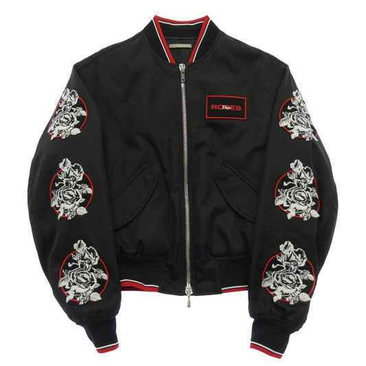 Dior ディオール 18SS 733C454M3962 Roses Patches Jacket ローズパッチ 中綿入り MA-1 ブルゾン ボンバージャケット スタジアム ジャケット スタジャン ブラック系 46【中古】