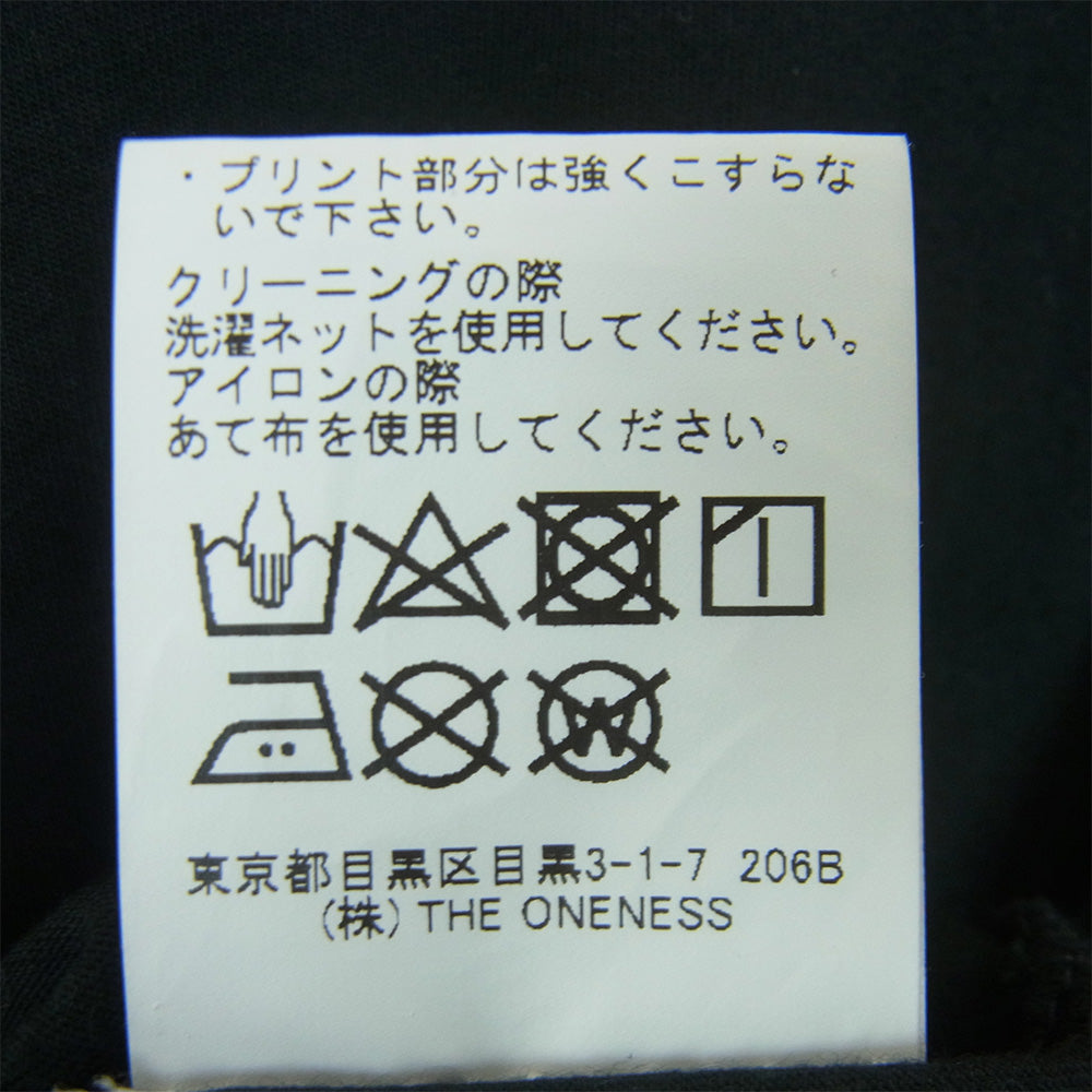 ザワンネス ロゴ プリント 半袖 Tシャツ コットン 日本製 ブラック系 M【中古】