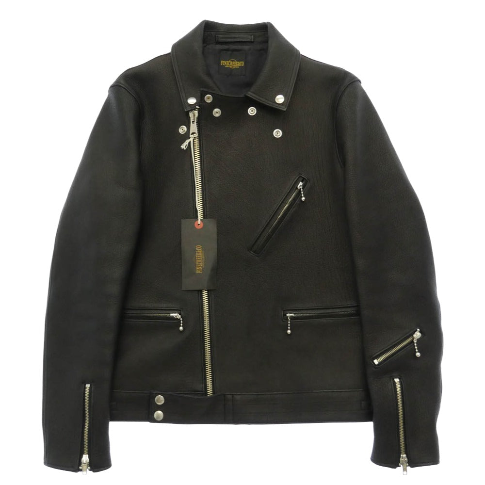 FINE CREEK LEATHERS ファインクリークレザー ACJK027 CLUBMAN DEER クラブマン ディアスキン レザー ライダースジャケット ブラウン系 38【極上美品】【中古】