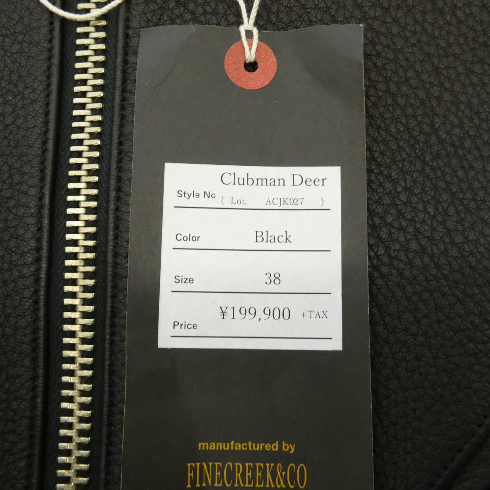 FINE CREEK LEATHERS ファインクリークレザー ACJK027 CLUBMAN DEER クラブマン ディアスキン レザー ライダースジャケット ブラウン系 38【極上美品】【中古】