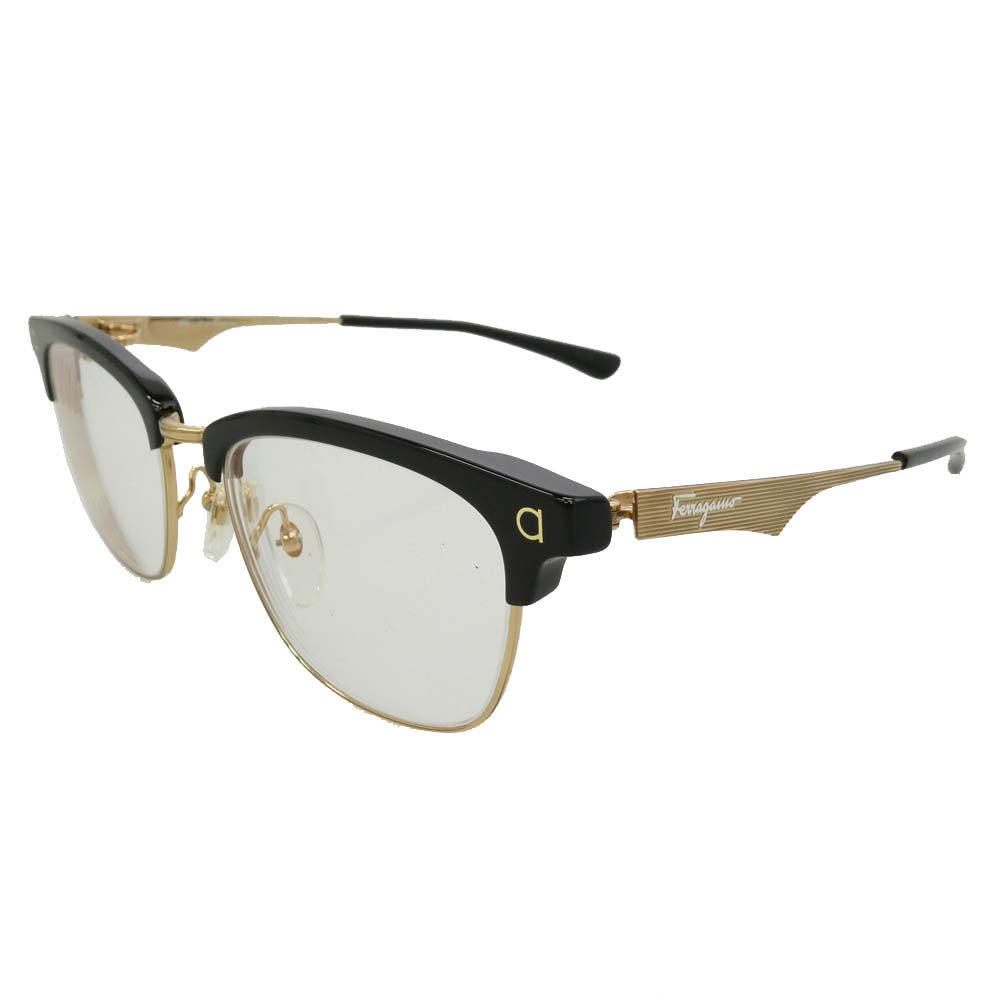 フォーナインズ Salvatore Ferragamo サルヴァトーレフェラガモ FERRAGAMO サルヴァトーレフェラガモ SF9004 ガンチーニヒンジ 度入り アイウェア サーモント 眼鏡 ブラック系 52□18 144【中古】