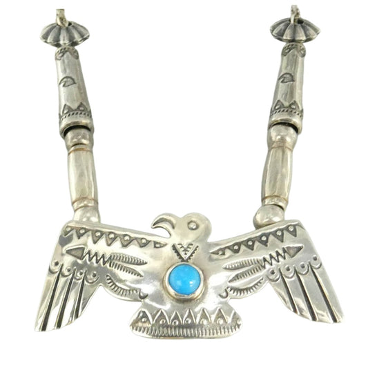 LARRY SMITH ラリースミス NL-0097 ギャランティ付属 FLYING THUNDERBIRD PENDANT ターコイズ フライング サンダーバード ネックレス シルバー系【中古】