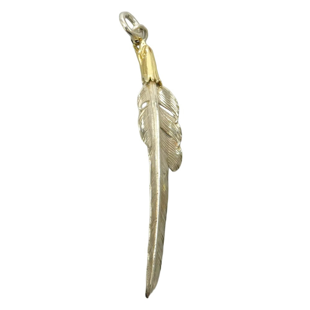 LARRY SMITH ラリースミス EFNL-0047 ギャランティ付属 18K EAGLE HEAD KAZEKIRI FEATHER 18Kイーグルヘッド カゼキリ フェザー ペンダントトップ Lサイズ シルバー系 ゴールド系【中古】