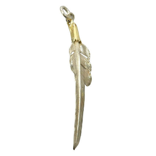 LARRY SMITH ラリースミス EFNL-0047 ギャランティ付属 18K EAGLE HEAD KAZEKIRI FEATHER 18Kイーグルヘッド カゼキリ フェザー ペンダントトップ Lサイズ シルバー系 ゴールド系【中古】