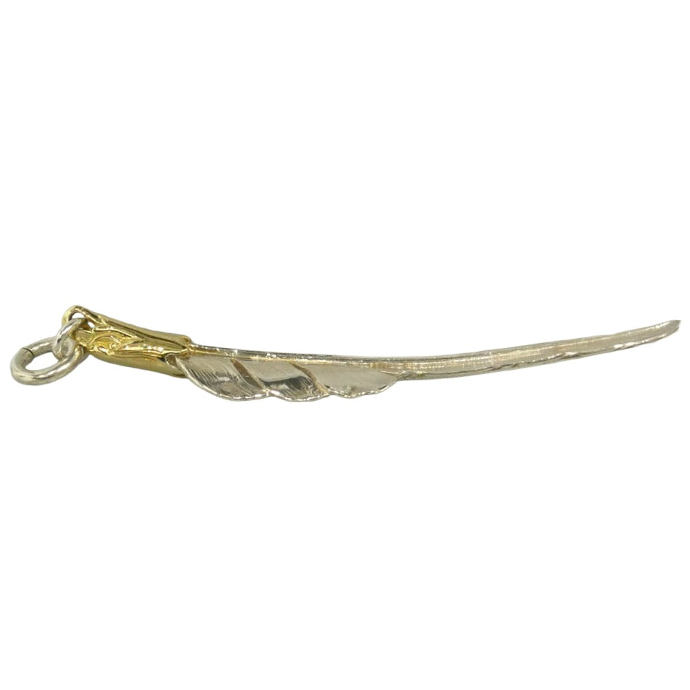 LARRY SMITH ラリースミス EFNL-0047 ギャランティ付属 18K EAGLE HEAD KAZEKIRI FEATHER 18Kイーグルヘッド カゼキリ フェザー ペンダントトップ Lサイズ シルバー系 ゴールド系【中古】