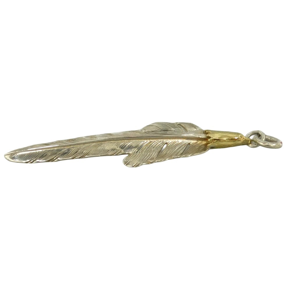 LARRY SMITH ラリースミス EFNL-0047 ギャランティ付属 18K EAGLE HEAD KAZEKIRI FEATHER 18Kイーグルヘッド カゼキリ フェザー ペンダントトップ Lサイズ シルバー系 ゴールド系【中古】