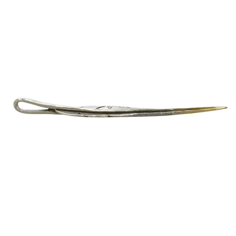 LARRY SMITH ラリースミス 18K 先金 剣先 カゼキリ フェザー ペンダントトップ Lサイズ 73ｍｍ シルバー系 ゴールド系【中古】