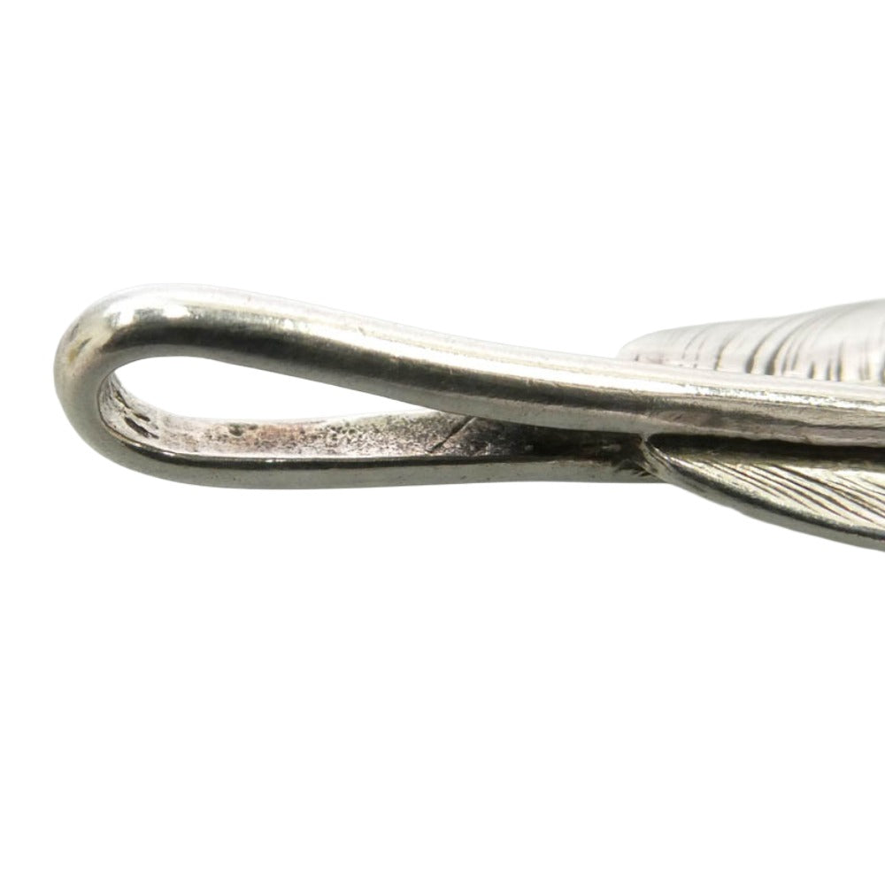 LARRY SMITH ラリースミス 18K 先金 剣先 カゼキリ フェザー ペンダントトップ Lサイズ 73ｍｍ シルバー系 ゴールド系【中古】