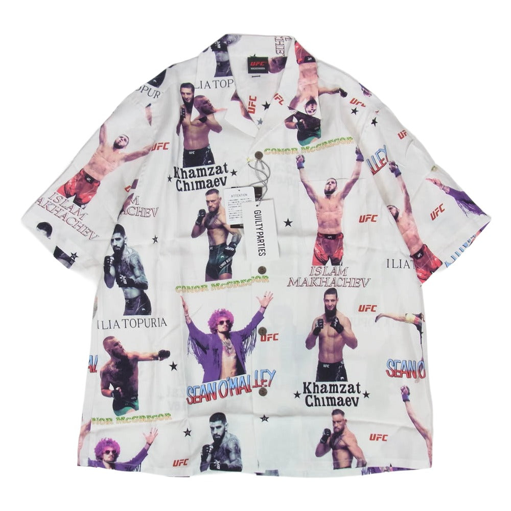 WACKO MARIA ワコマリア 26SS UFC-WM-HI01 x UFC ユーエフシー S/S HAWAIIAN SHIRT TYPE-1 ハワイアン アロハ 開襟 オープンカラー 半袖 シャツ ホワイト系 S【新古品】【未使用】【中古】