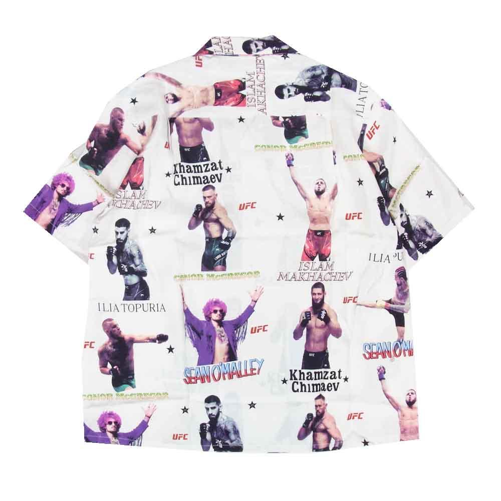 WACKO MARIA ワコマリア 26SS UFC-WM-HI01 x UFC ユーエフシー S/S HAWAIIAN SHIRT TYPE-1 ハワイアン アロハ 開襟 オープンカラー 半袖 シャツ ホワイト系 S【新古品】【未使用】【中古】