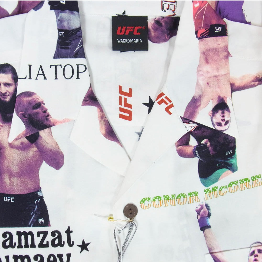 WACKO MARIA ワコマリア 26SS UFC-WM-HI01 x UFC ユーエフシー S/S HAWAIIAN SHIRT TYPE-1 ハワイアン アロハ 開襟 オープンカラー 半袖 シャツ ホワイト系 S【新古品】【未使用】【中古】