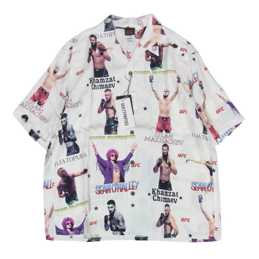 WACKO MARIA ワコマリア 26SS UFC-WM-HI01 x UFC ユーエフシー S/S HAWAIIAN SHIRT TYPE-1 ハワイアン アロハ 開襟 オープンカラー 半袖 シャツ ホワイト系 M【新古品】【未使用】【中古】