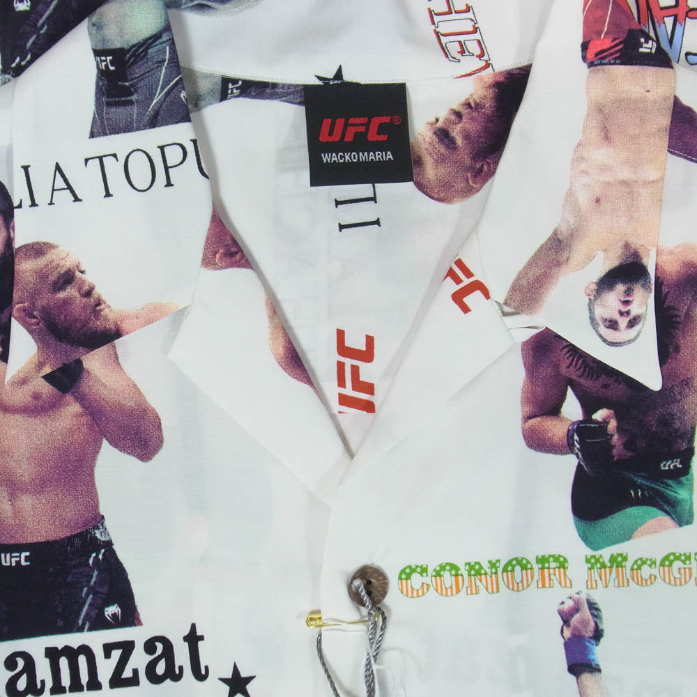 WACKO MARIA ワコマリア 26SS UFC-WM-HI01 x UFC ユーエフシー S/S HAWAIIAN SHIRT TYPE-1 ハワイアン アロハ 開襟 オープンカラー 半袖 シャツ ホワイト系 M【新古品】【未使用】【中古】