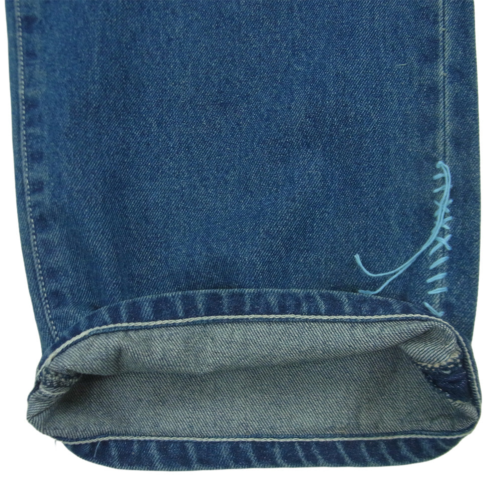 KUON クオン 116PT016000 Sashiko Mended Denim Trousers 刺し子 パッチワーク ステッチデザイン デニム パンツ ジーンズ インディゴブルー系 72 S【極上美品】【中古】